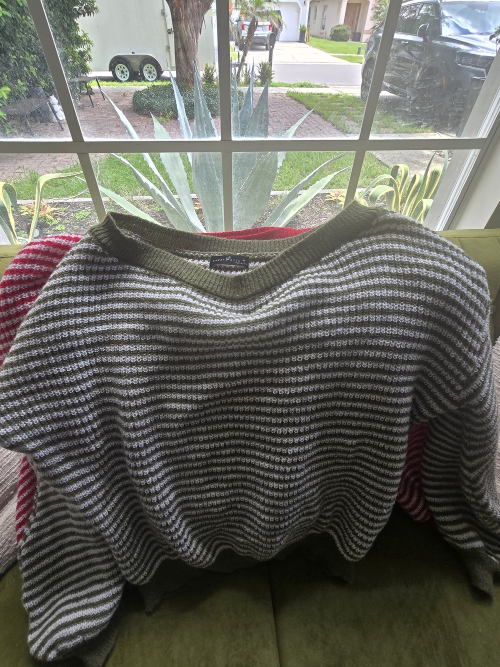 Striped Olive & Cream, Red & Cream, Grey & Cream Knit Sweater
